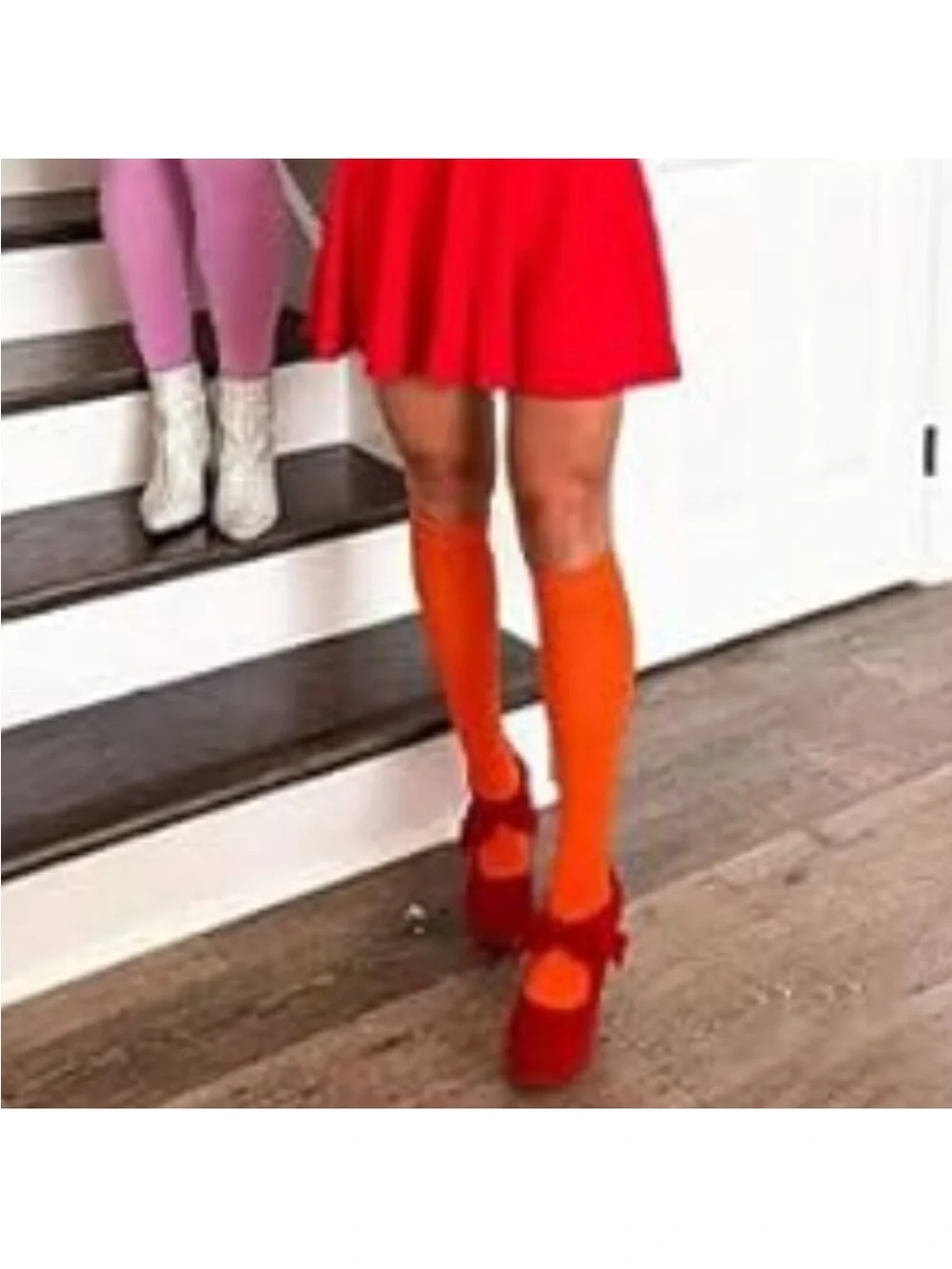 Orange Leg Warmers Toeless Yoga Dance Socks